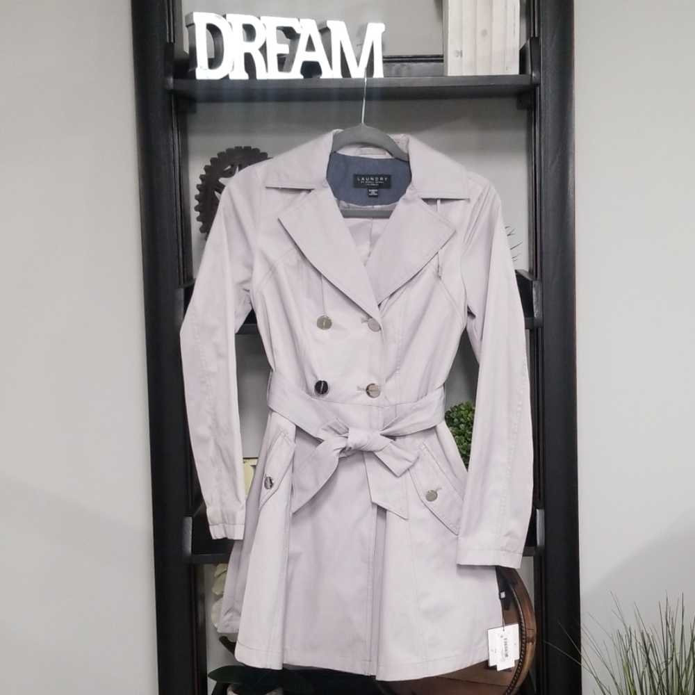 Laundry By Shelli Segal Women's Light Gray Trench Coat